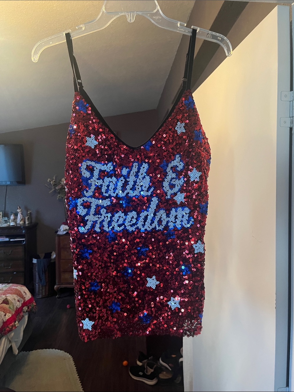 No Boundaries Red, Blue & White Sequin Cami
